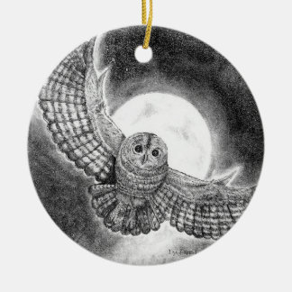 Adorno De Cerámica Lechuza volando en una noche iluminada por la luna