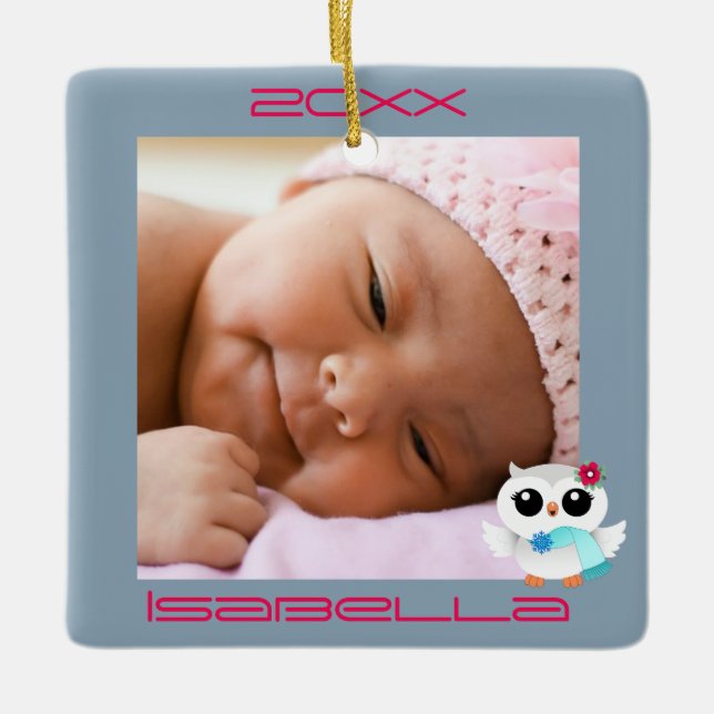 Adorno De Cerámica Lechuzas de invierno (Anverso)