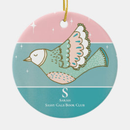 Adorno De Cerámica Lector de miembros del Monograma de la reunión del