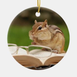 Adorno De Cerámica Lectura Adorable de Chipmunk