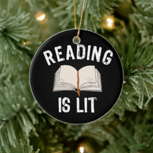 Adorno De Cerámica Leer es ligero - literatura leyendo libros Vintage