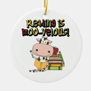 Adorno De Cerámica Leer es Moo-velous
