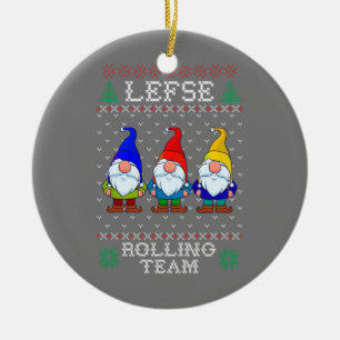 Adorno De Cerámica Lefse Rolling Team, Navidades Baking Tomte Gnome