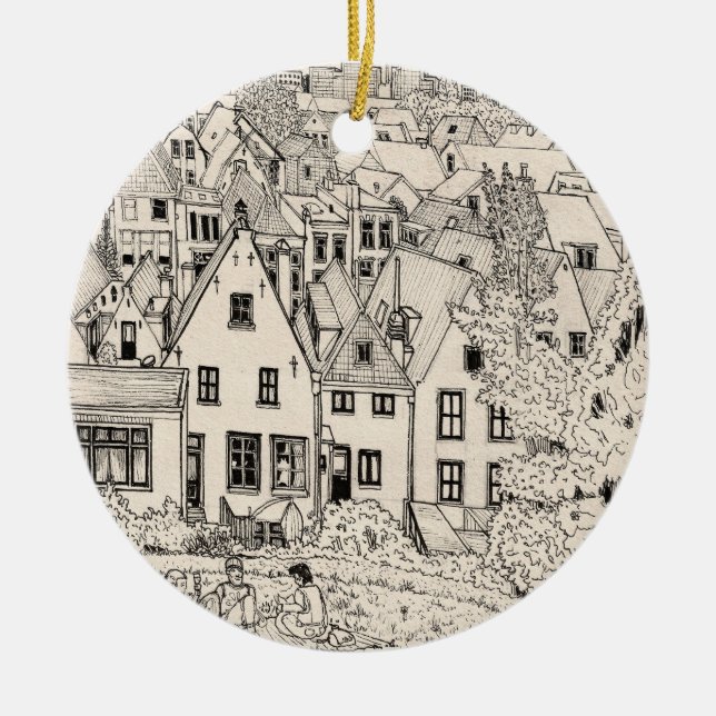 Adorno De Cerámica Leiden South Holland Holanda Planeación de lápiz d (Frente)