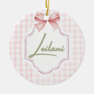 Adorno De Cerámica Leilani Baby Nursery Gingham Personalizado