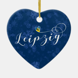 Adorno De Cerámica Leipzig Heart, Ornament de Árbol de Navidad, Alema