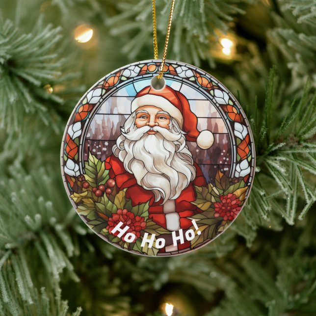 Adorno De Cerámica Lema de Navidades personalizados Ho Ho Ho Santa (Árbol)