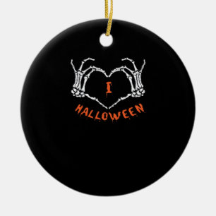 Adorno De Cerámica Lema Halloween. Gesto Cardíaco Hecho De Skeleton