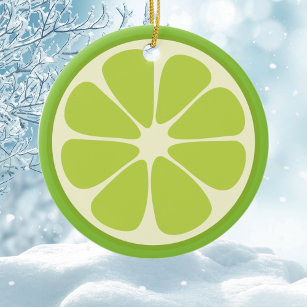 Adorno De Cerámica Lemon Lime Green Juicus Summer Citrus Fruit Slice