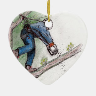Adorno De Cerámica Leñador del arborista del cirujano de árbol
