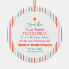 Adorno De Cerámica Lenguas Feliz Navidad