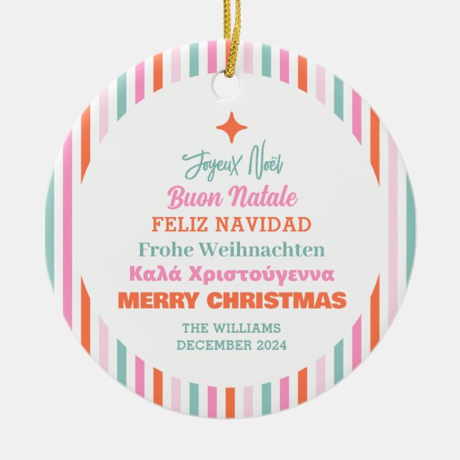 Adorno De Cerámica Lenguas Feliz Navidad (Frente)