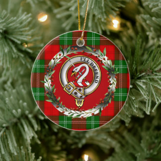 Adorno De Cerámica Lennox Clan Badge & Tartan Personalized Christmas