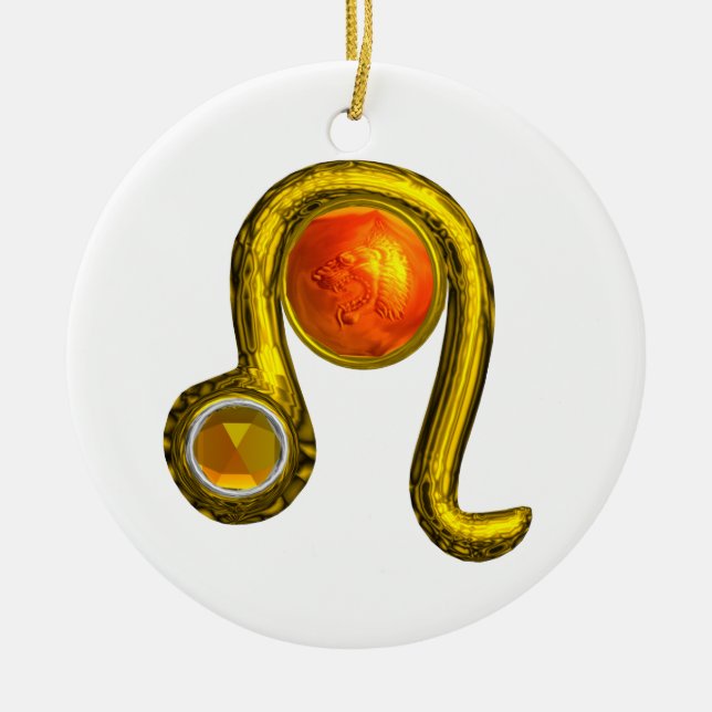 Adorno De Cerámica LEO ZODIAC BIRTHDAY JEWEL AMARILLO TOPAZ Gold (Frente)
