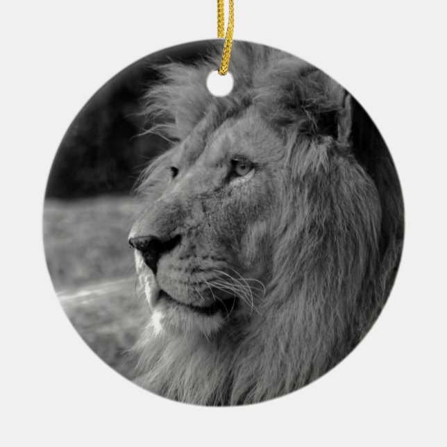 Adorno De Cerámica León blanco y negro - Animal salvaje (Frente)