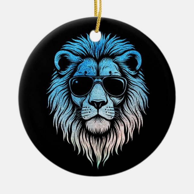Adorno De Cerámica León de Guay con gafas de sol León de arte (Frente)