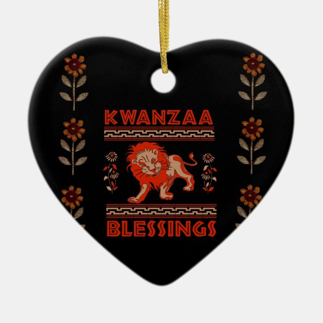 Adorno De Cerámica León de Kwanzaa (Frente)