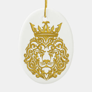 Adorno De Cerámica león de oro en la corona