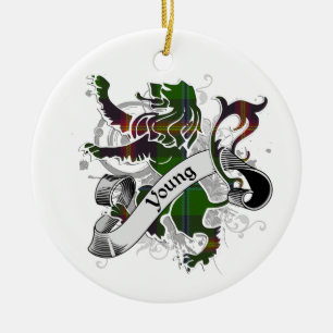 Adorno De Cerámica León de Tartán joven