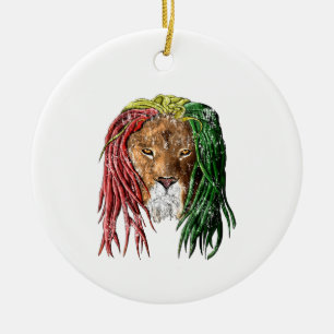 Adorno De Cerámica León del reggae de Rasta del vintage