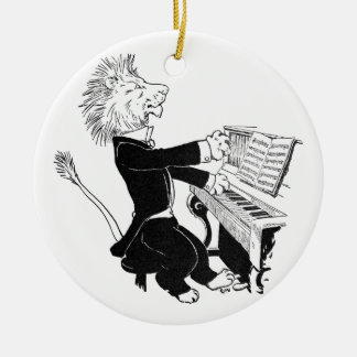 Adorno De Cerámica León que juega el dibujo antiguo de Louis Wain del