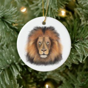 Adorno De Cerámica león rey de la selva acuarela masculina realista