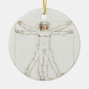 Adorno De Cerámica Leonardo da Vinci Hombre de Vitruvio Arte Antiguo 