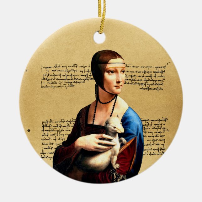 Adorno De Cerámica Leonardo da Vinci Lady con Ermine (Frente)