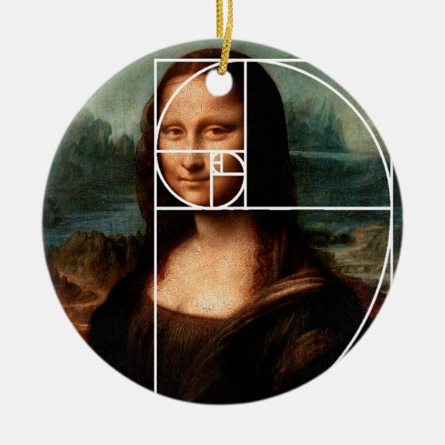 Adorno De Cerámica Leonardo da Vinci Mona Lisa Fibonacci Sequence (Frente)