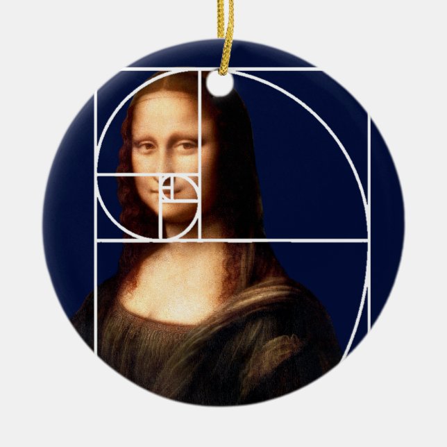 Adorno De Cerámica Leonardo da Vinci Mona Lisa Fibonacci Sequence (Frente)