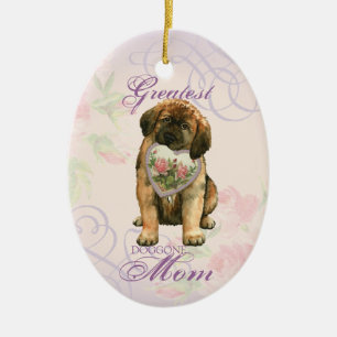 Adorno De Cerámica Leonberger Heart Mom Ceramic Ornament
