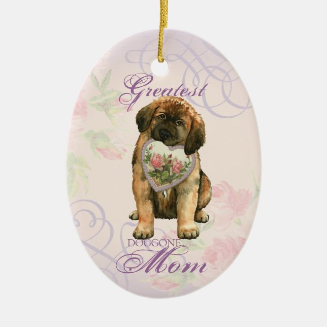 Adorno De Cerámica Leonberger Heart Mom Ceramic Ornament (Frente)