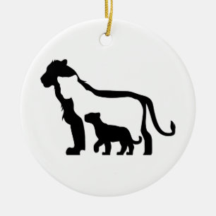 Adorno De Cerámica Leones blancos y negros