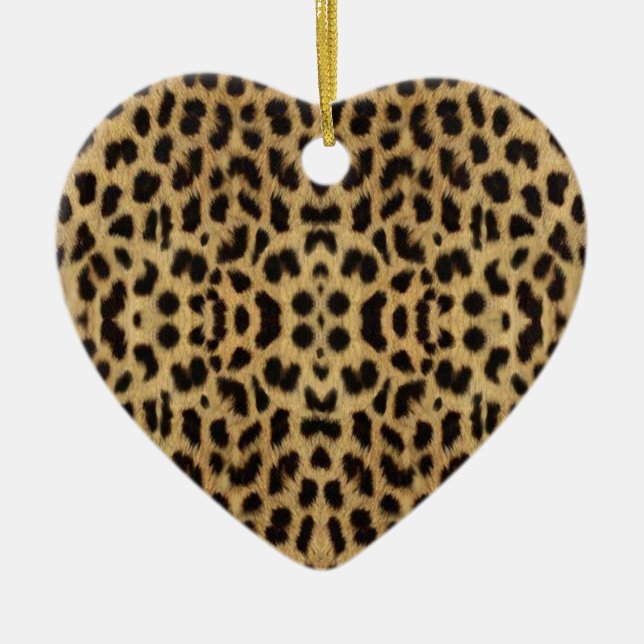 Adorno De Cerámica Leopard print Heart Ornament (Frente)