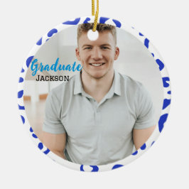 Adorno De Cerámica Leopardo azul de hito de graduación