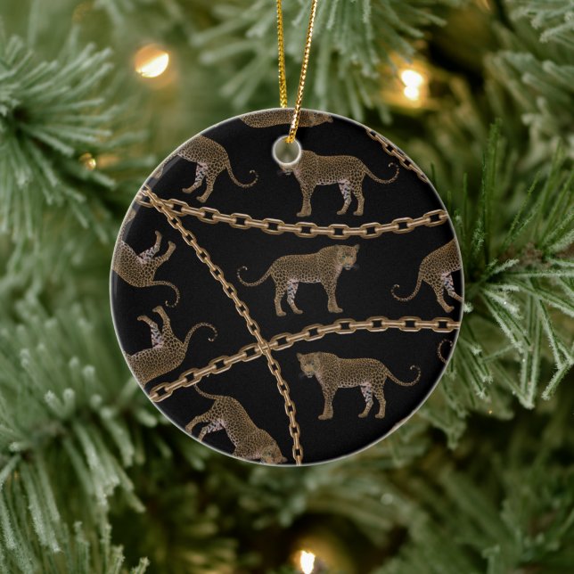 Adorno De Cerámica Leopardo de la cadena dorada (Árbol)