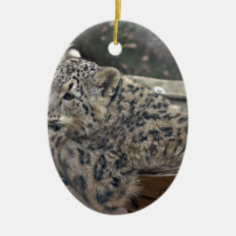 Adorno De Cerámica Leopardo de la nieve