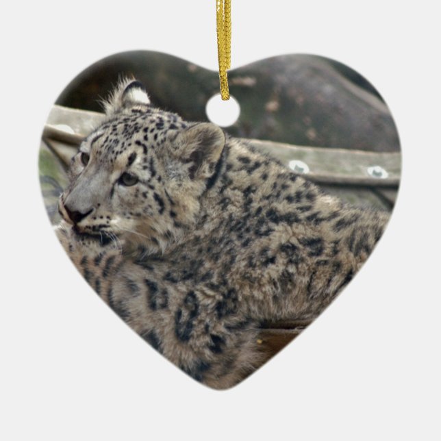 Adorno De Cerámica Leopardo de la nieve (Frente)
