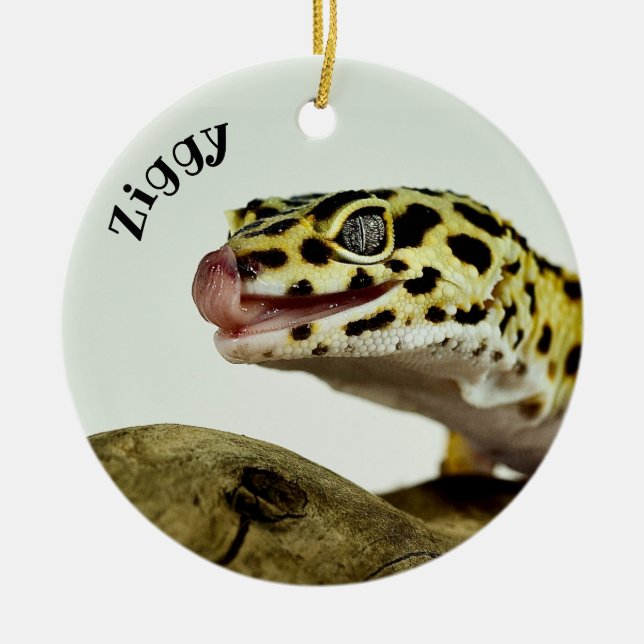 Adorno De Cerámica Leopardo Gecko Lizard personalizado (Frente)