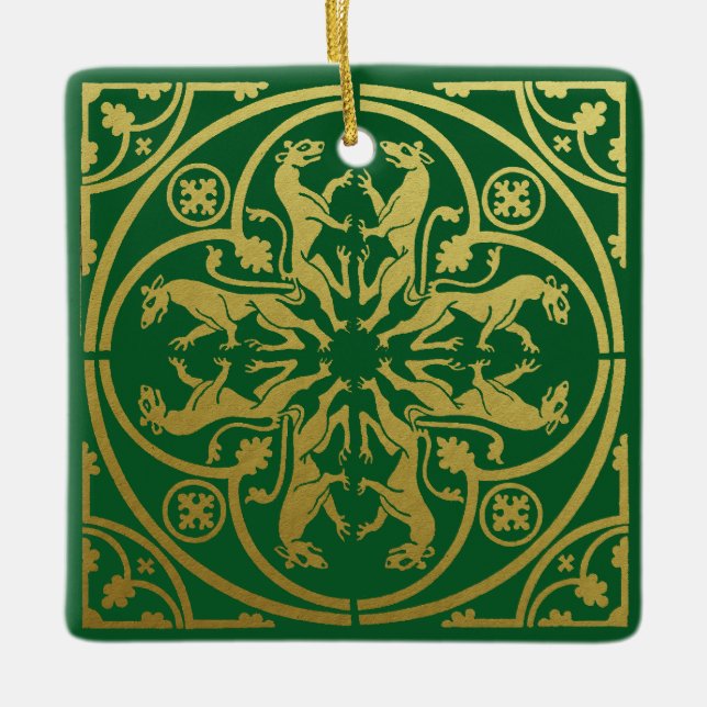 Adorno De Cerámica Leopardo Metálico del León de la Heraldo del Renac (Anverso)