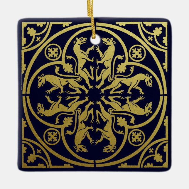 Adorno De Cerámica Leopardo Metálico del León de la Heraldo del Renac (Anverso)