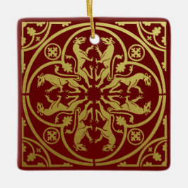 Adorno De Cerámica Leopardo Metálico del León de la Heraldo del Renac