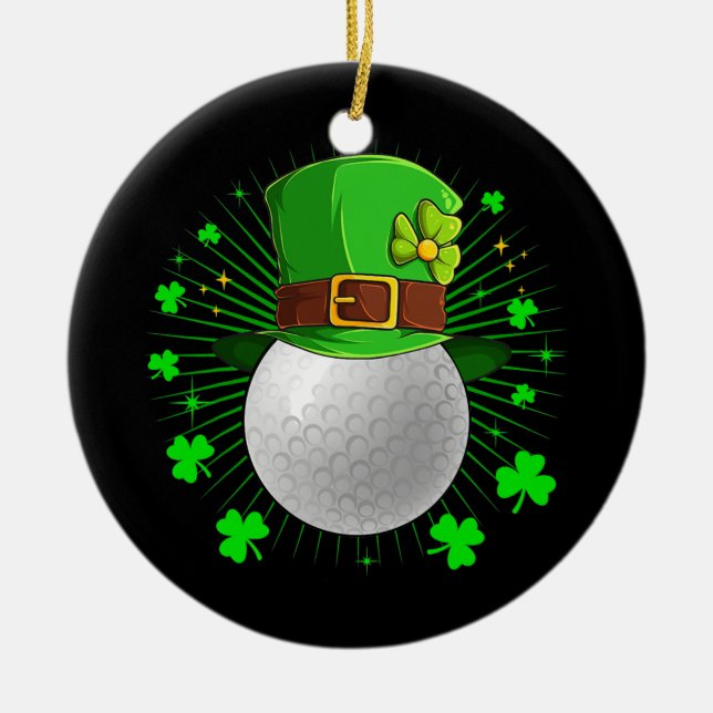 Adorno De Cerámica Leprechaun Golf Ball St Patrick's Day Tee (Frente)