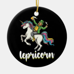 Adorno De Cerámica Lepricorn Duende Unicornio Día de San Patricio