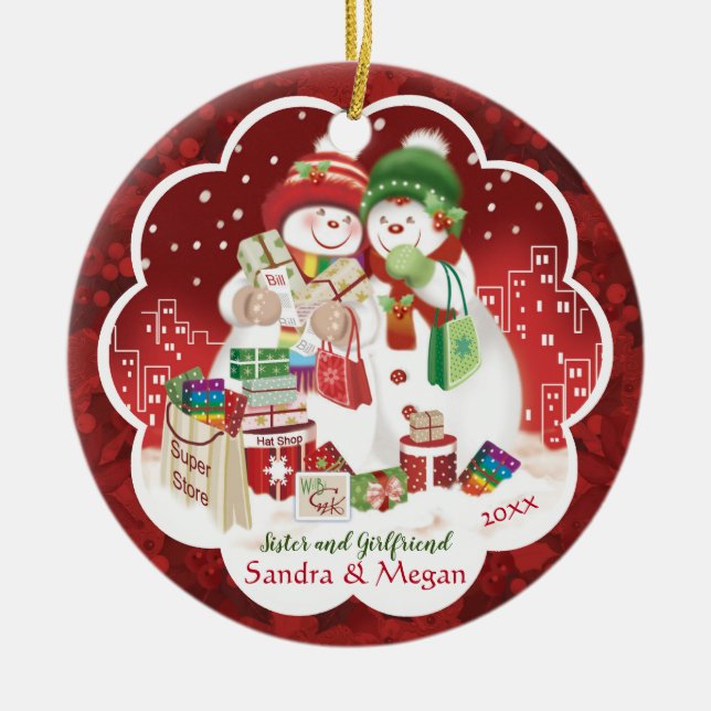 Adorno De Cerámica Lesbiana, hermana y novia, mujeres lindas de la (Frente)