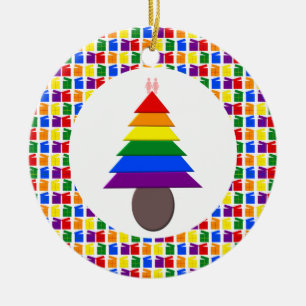 Adorno De Cerámica Lesbianas arcoiris Árbol y regalo de Navidad