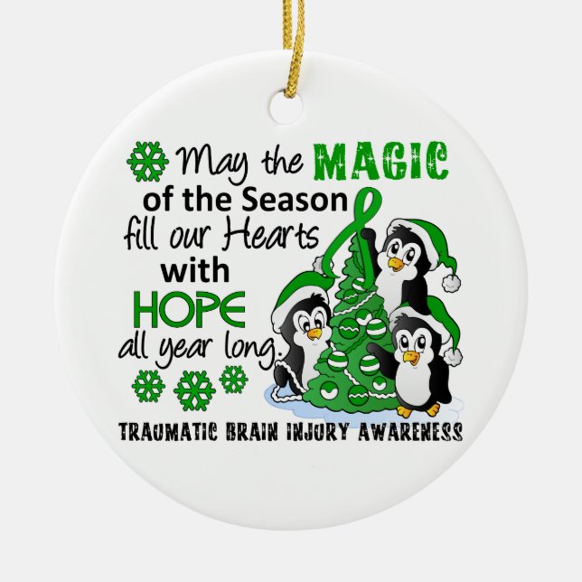 Adorno De Cerámica Lesión cerebral traumática TBI de los pingüinos (Frente)