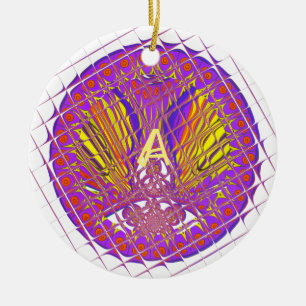 Adorno De Cerámica Letra A, diseño de texto con logotipo colorido