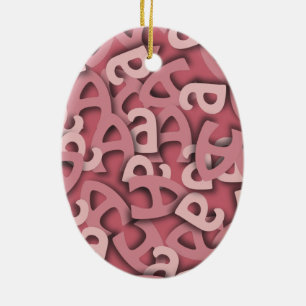 Adorno De Cerámica Letra A Rosa