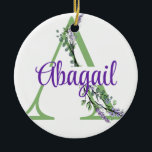 Adorno De Cerámica Letra alfabética A, acuarela Lavender Eucalyptus<br><div class="desc">Un diseño romántico y elegante con letra de alfabeto monogramado enmarcado por eucalipto y lavanda y libélula pintada en acuarelas. Para empezar a cambiar el nombre, haga clic en "Personalizar esta plantilla" y edite la redacción en los cuadros de plantilla. Para acceder a las herramientas de edición más avanzadas, desplácese...</div>